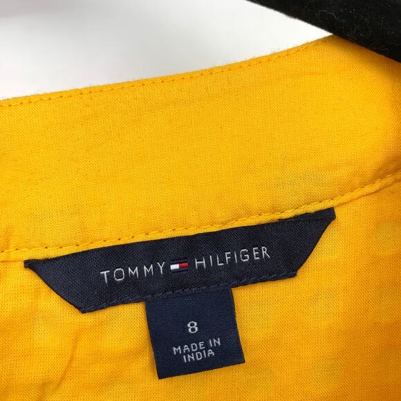 Tommy Hilfiger Fit & Flare Dress Womens Sz 8 Laser Cut Sleeveless Orange Yellow - Picture 5 of 6